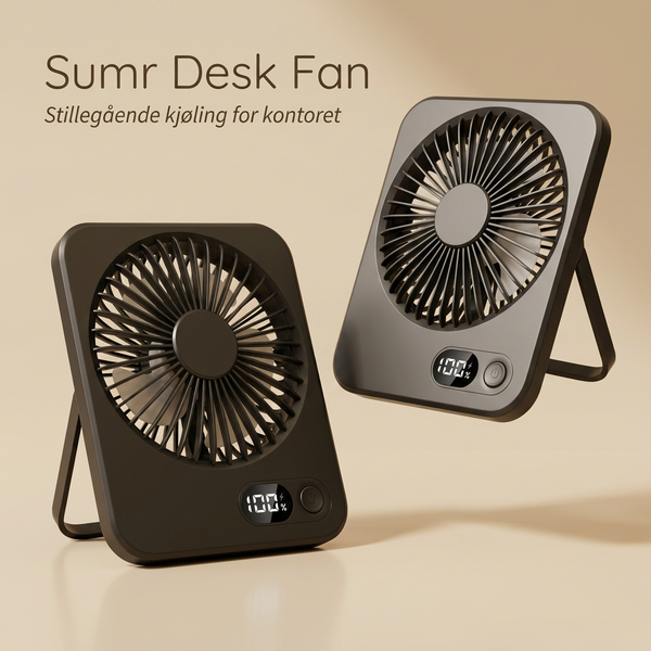 Sumr Desk Fan oppladbar bordvifte – sort variant